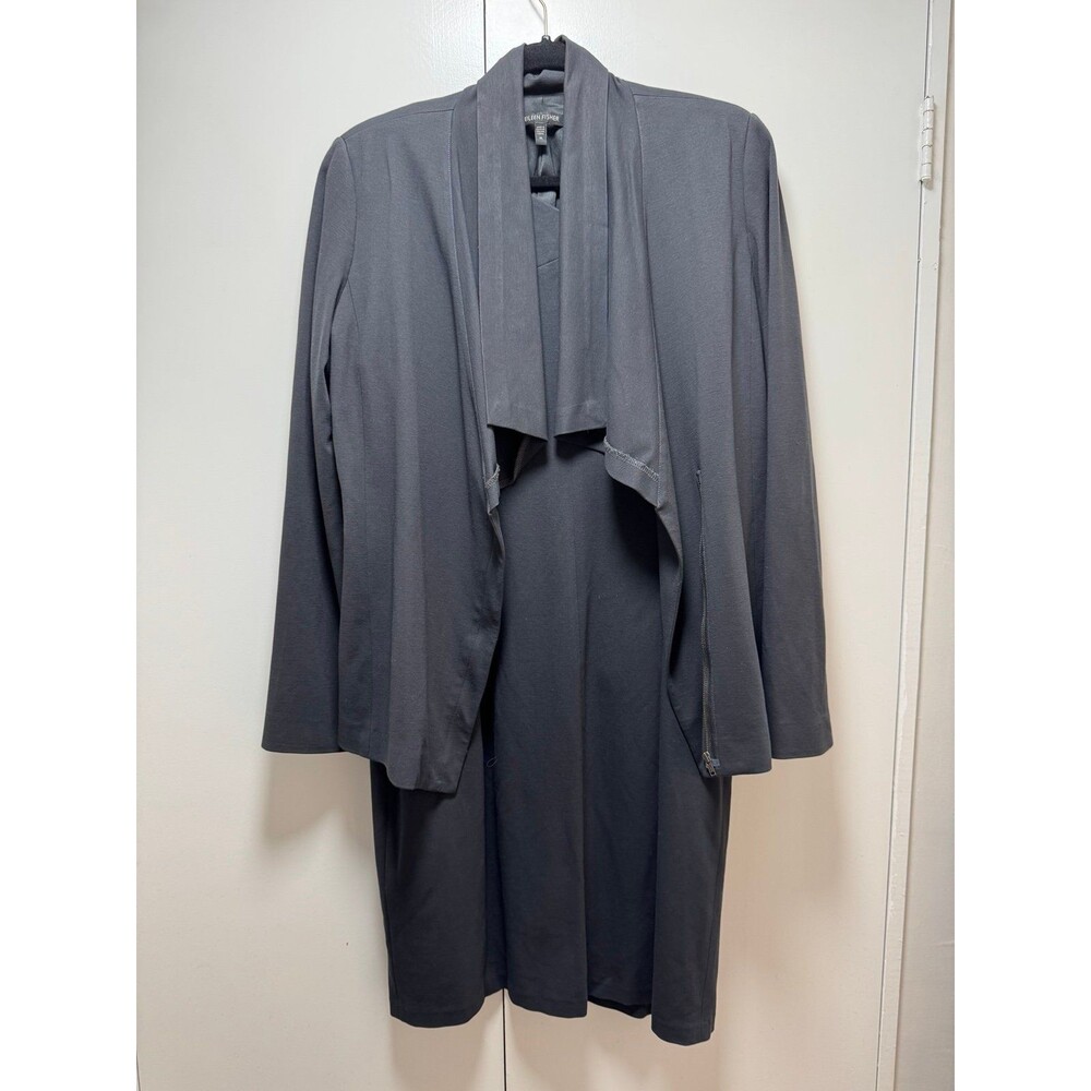 Eileen Fisher Charcoal Sleeveless Dress and Cardigan